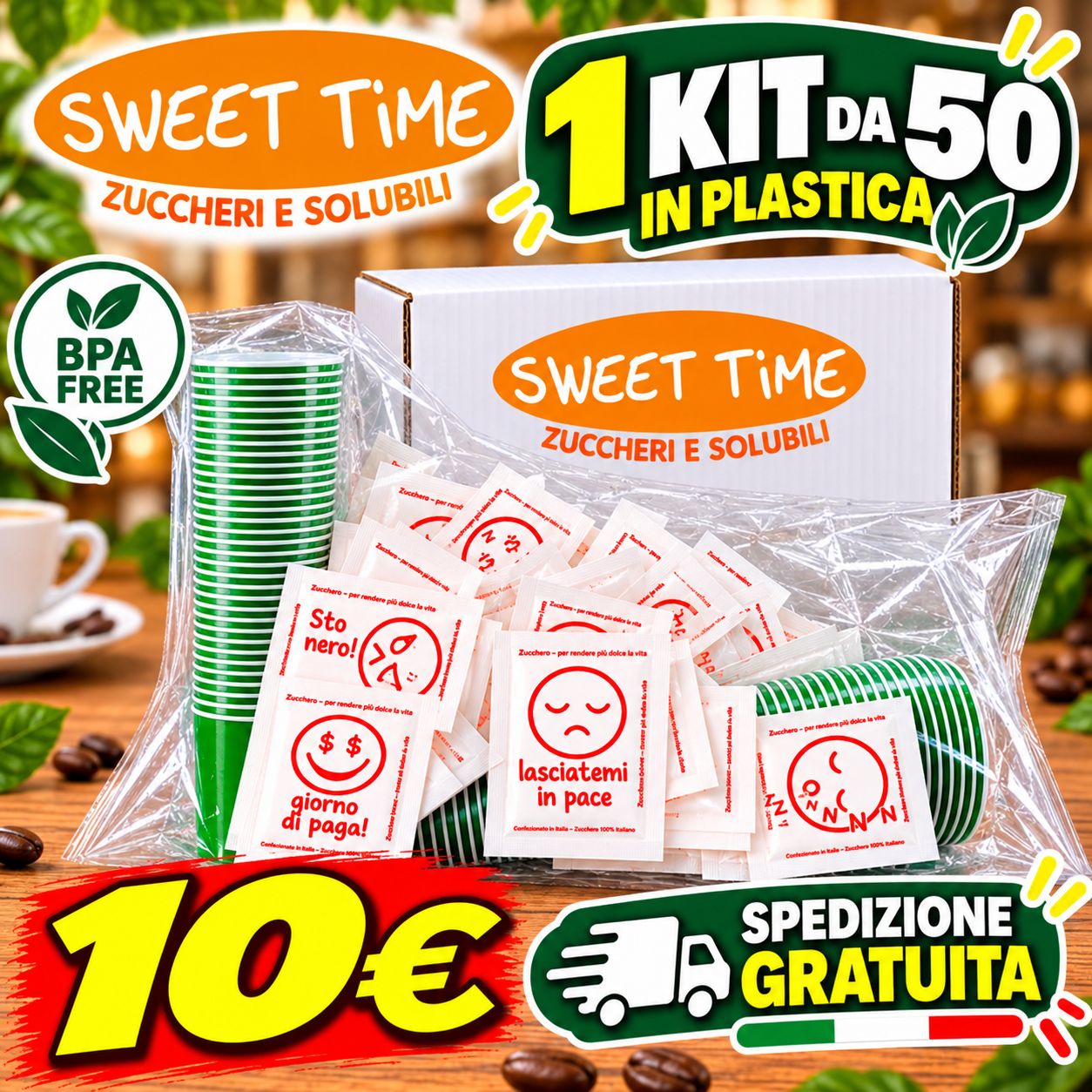 Kit Accessori Caffè in Plastica 50 pezzi