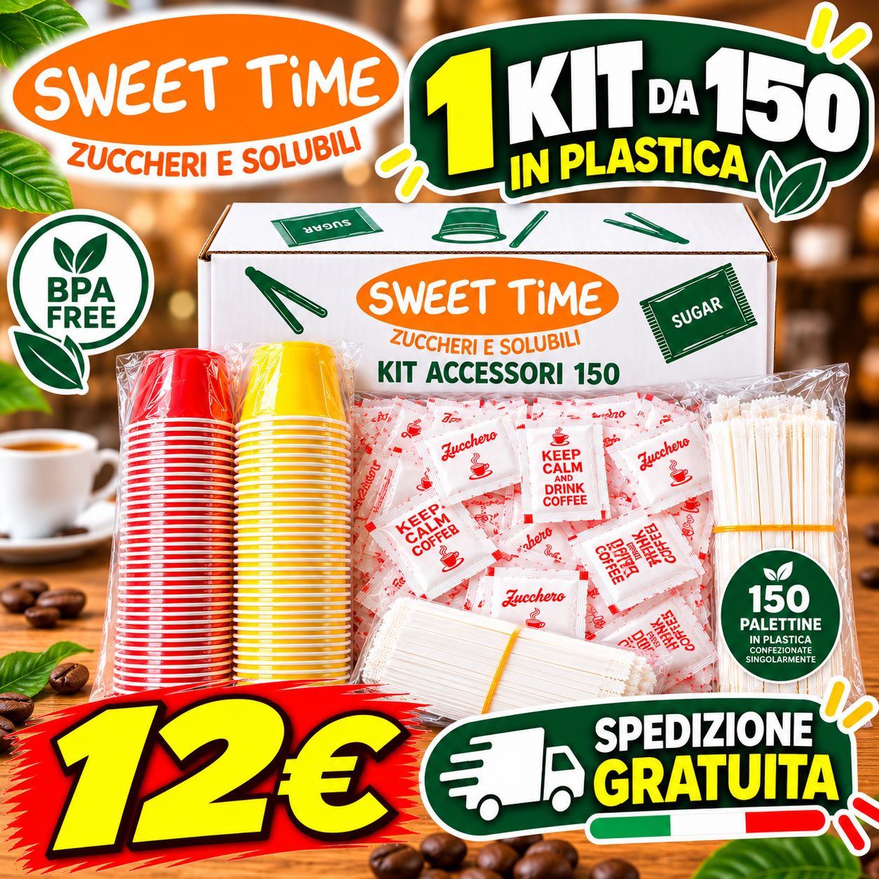 Kit Accessori Caffè in Plastica 150 pezzi