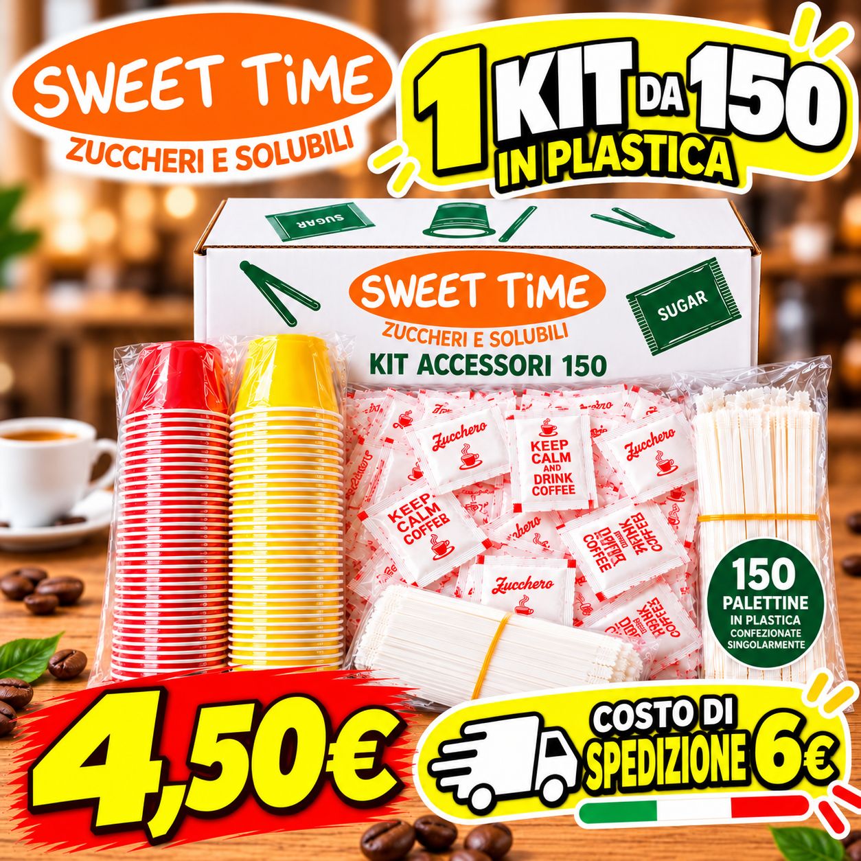 1 Kit Accessori Caffè in Plastica 150 pezzi