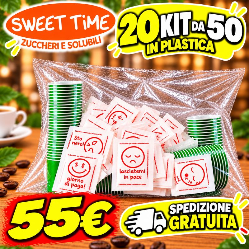 ​20 Kit Accessori Caffè in Plastica 50 pezzi