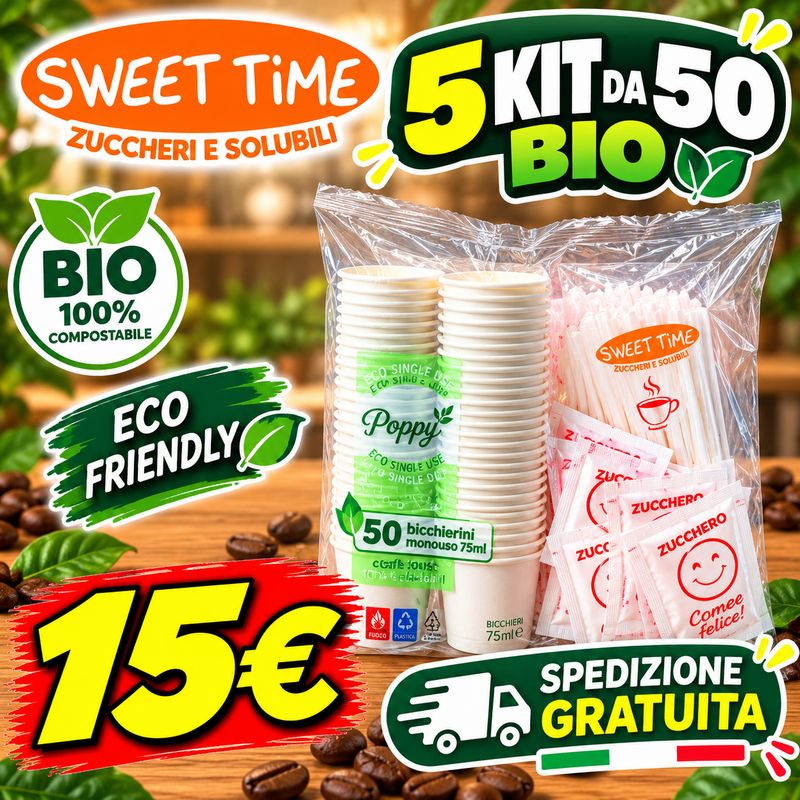 5 Kit Accessori Caffè Bio 50 pezzi