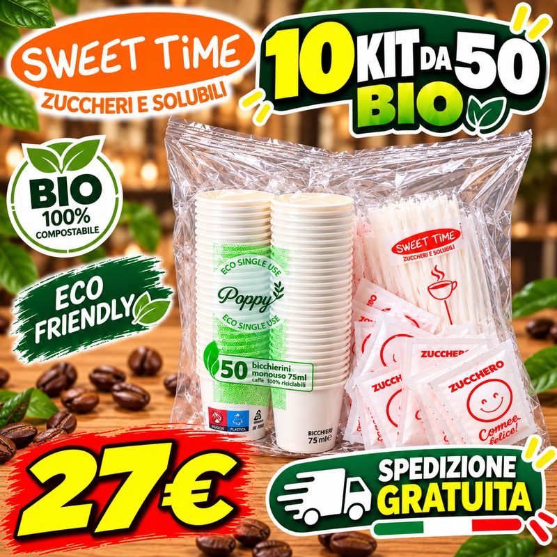 10 Kit Accessori Caffè Bio 50 pezzi