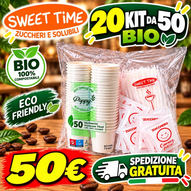 20 Kit Accessori Caffè Bio 50 pezzi