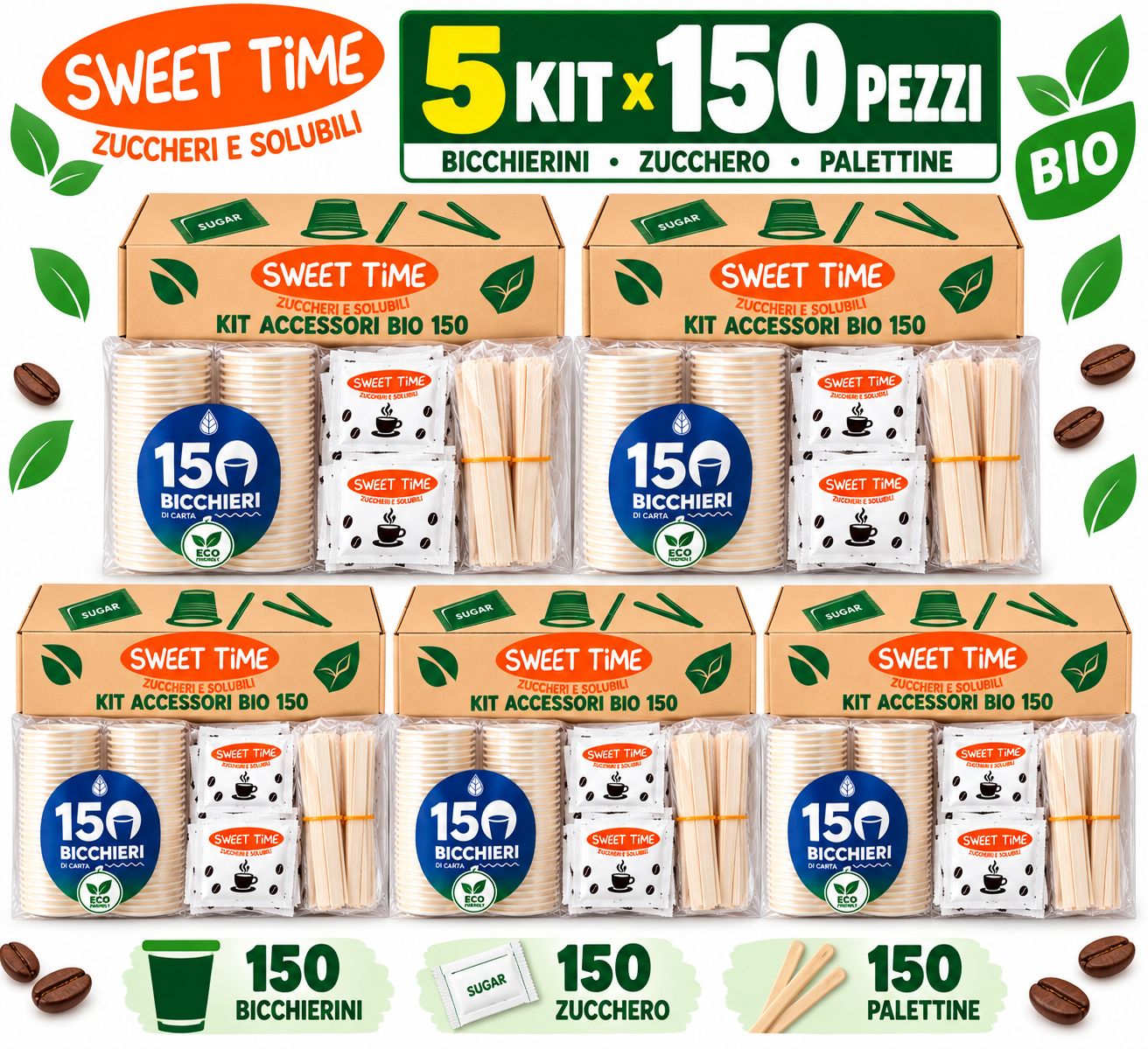 5 Kit Accessori Caffè Bio 150