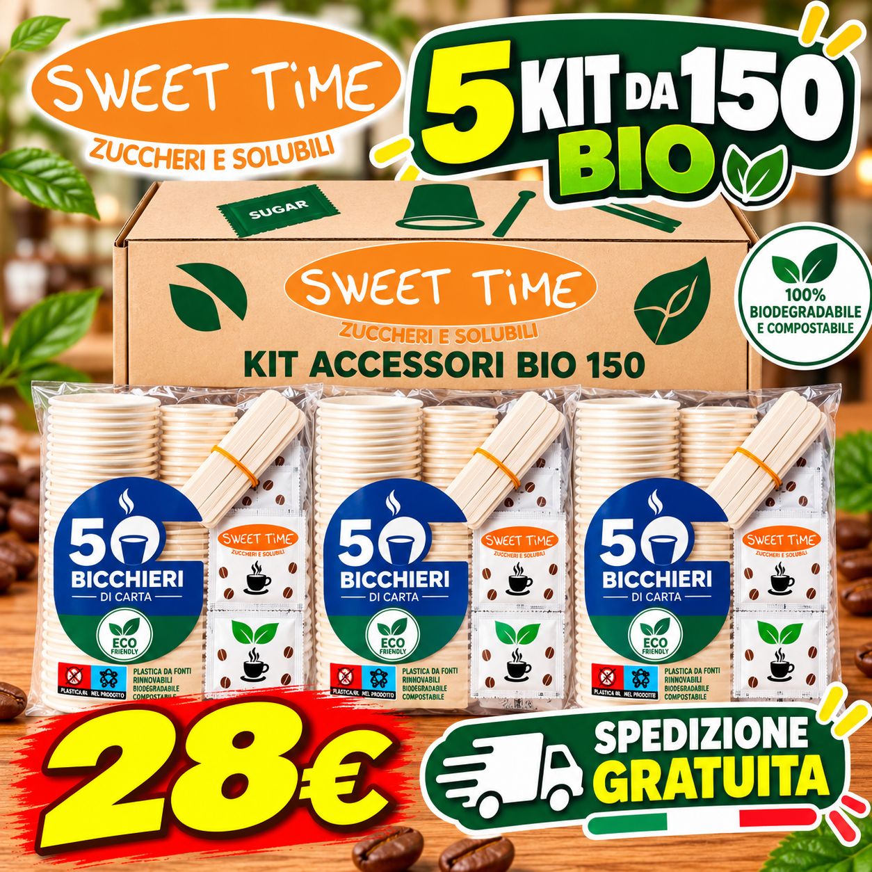 5 Kit Accessori Caffè Bio 150 pezzi