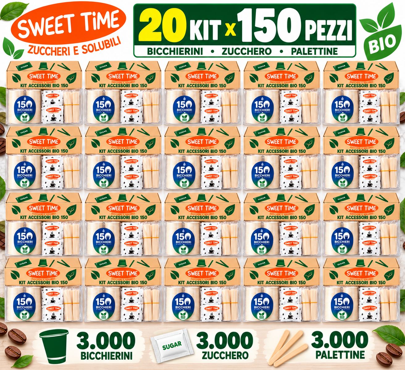 20 Kit Accessori Caffè Bio 150 20 Kit Accessori Caffè Bio 150
