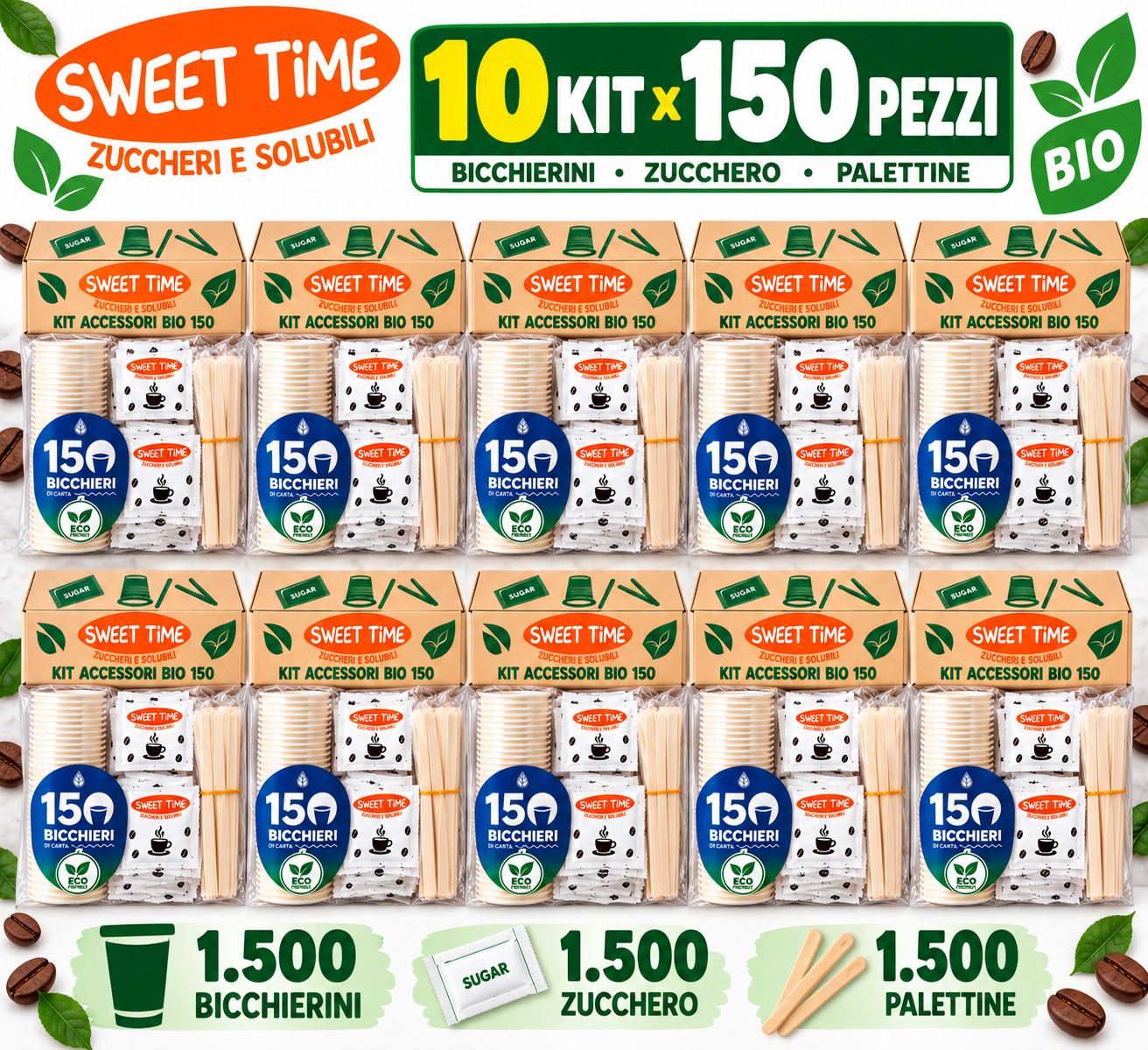 10 Kit Accessori Caffè Bio 150