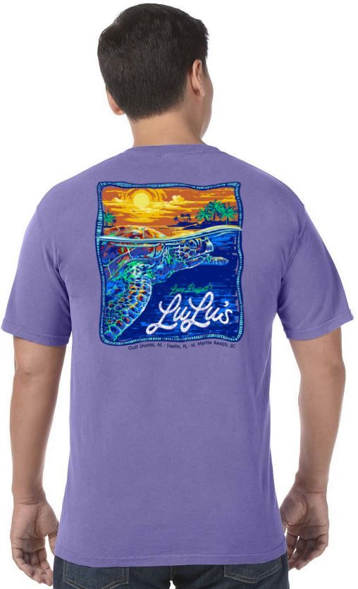 Sunny Sea Turtle Tee, Color: Violet, Size: SM