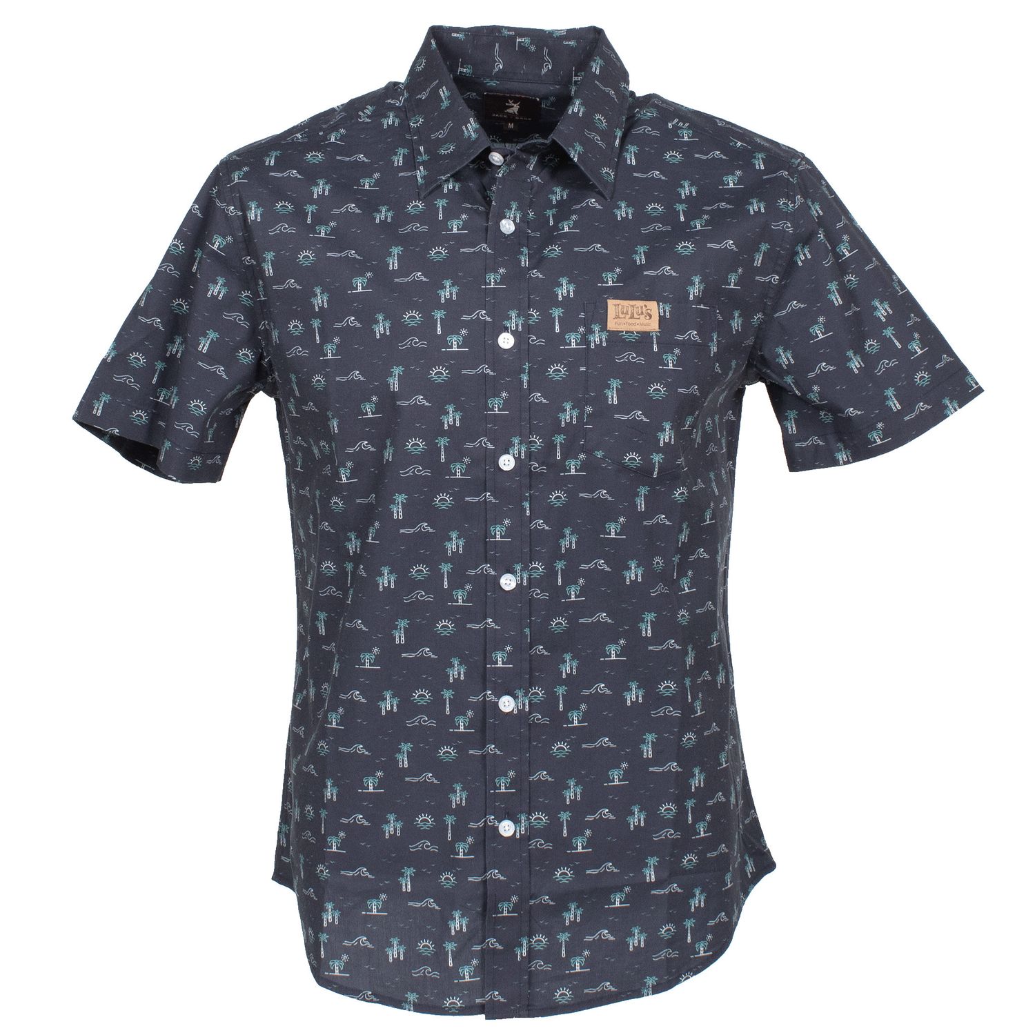 Jack ﹠ Sage Camp Shirt Palm Wave, Color: Palm Tree Pattern, Size: SM