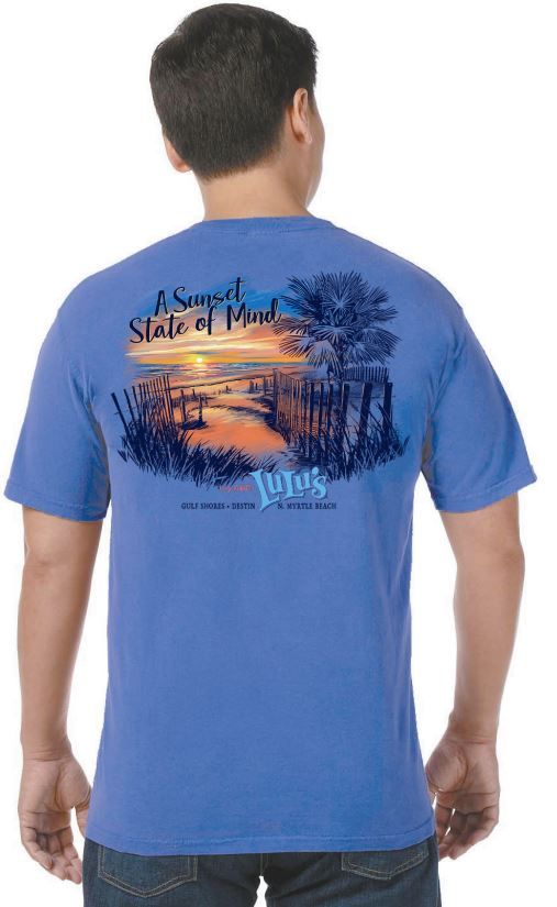 Sunset Dunes Tee, Color: Flo Blue, Size: SM