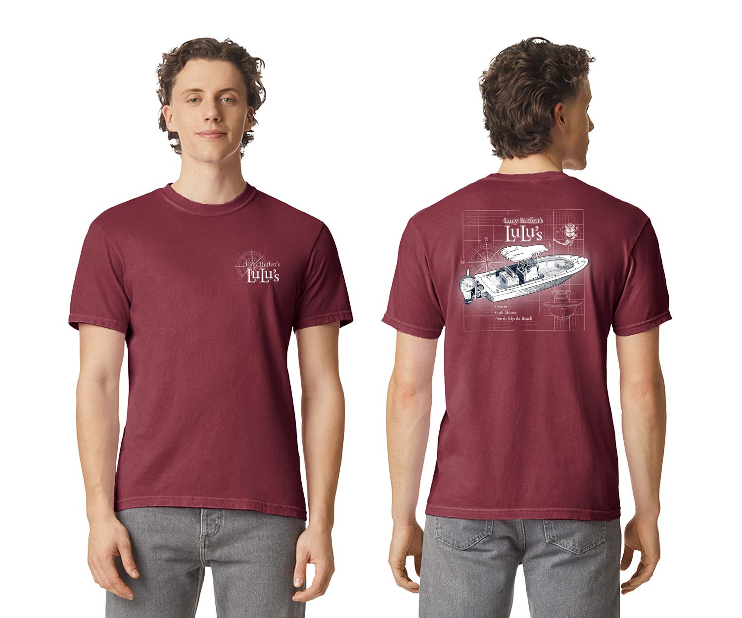 Boat Blueprint Tee, Color: Brick, Size: 2XL