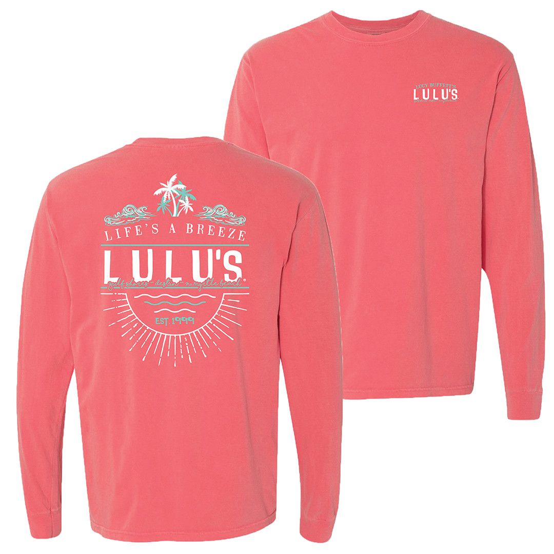 Lifes a Breeze Long Sleeve, Color: Watermelon, Size: SM