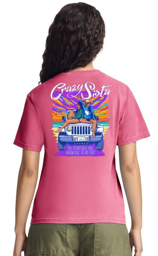 Crazy Sista Jeep Tee, Color: Crunchberry, Size: SM