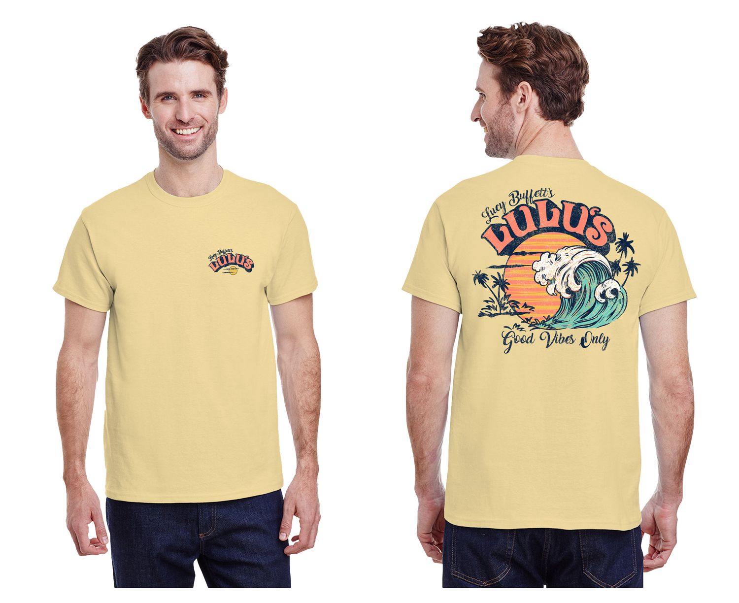 Sunset Wave Tee, Color: Butter, Size: SM