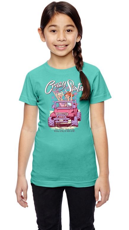 Youth Crazy Sista Jeep Tee, Color: Caribbean, Size: XS