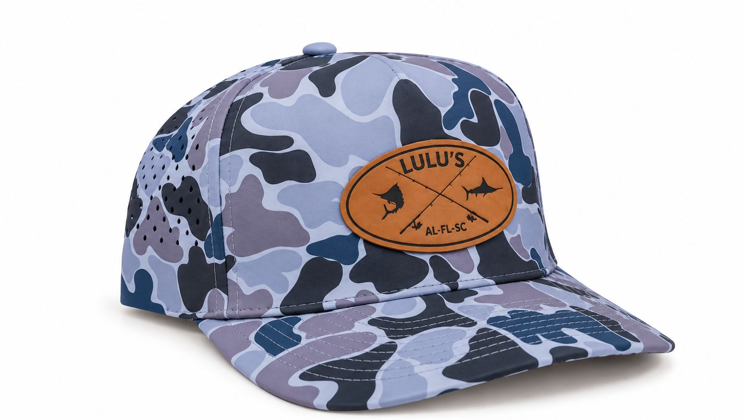 LuLus Marlin Oval Leather Patch Hat