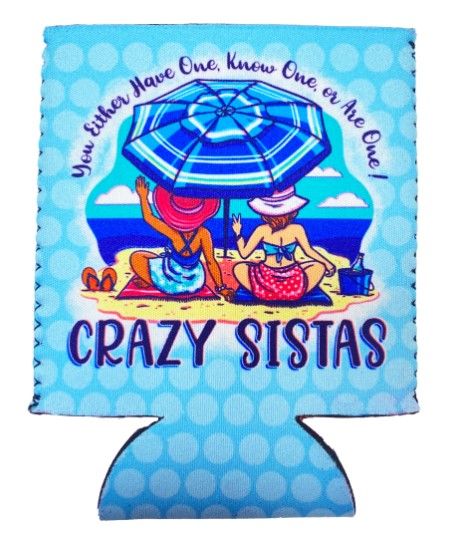 2 Crazy Sistas  Reversible Koozie Regular Can