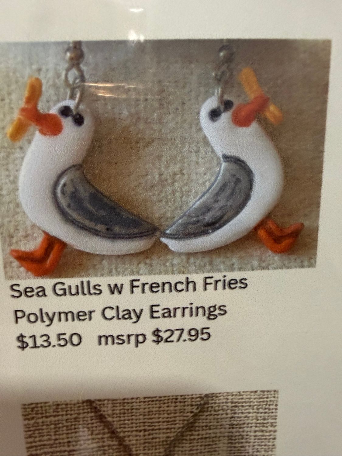 Beachin Vibes Seagull w/ Fry Earrings