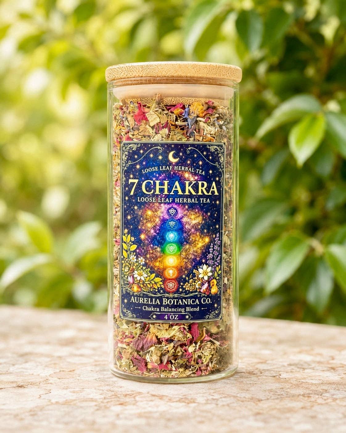 Chakra Balancing Loose Leaf Herbal Tea for Ritual &amp; Meditation | Spiritual Tea Blend for Mindfulness, Energy Cleansing Intentional Living