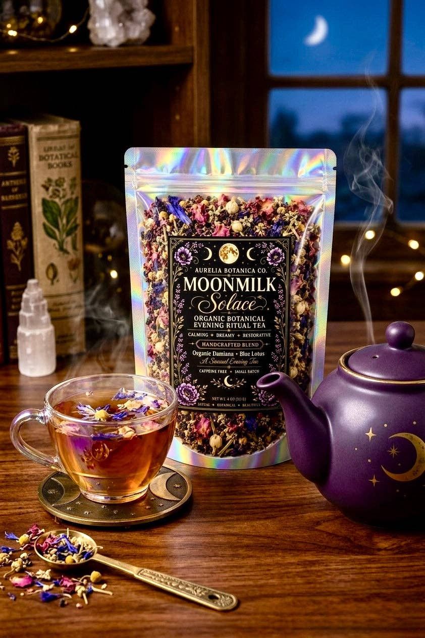 Moon milk Solace Ritual Tea | Blue Lotus &amp; Damiana | Nighttime Euphoria