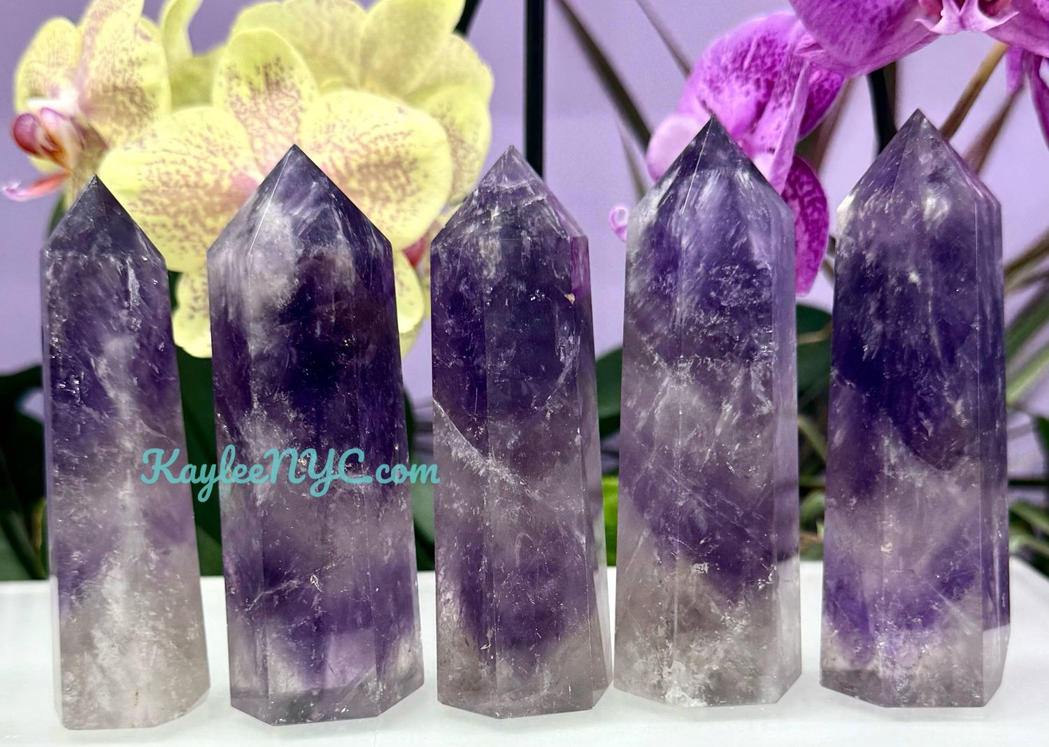 Amethyst Obelisk Tower Point Crystal Natural Energy, Size: 4 - 5