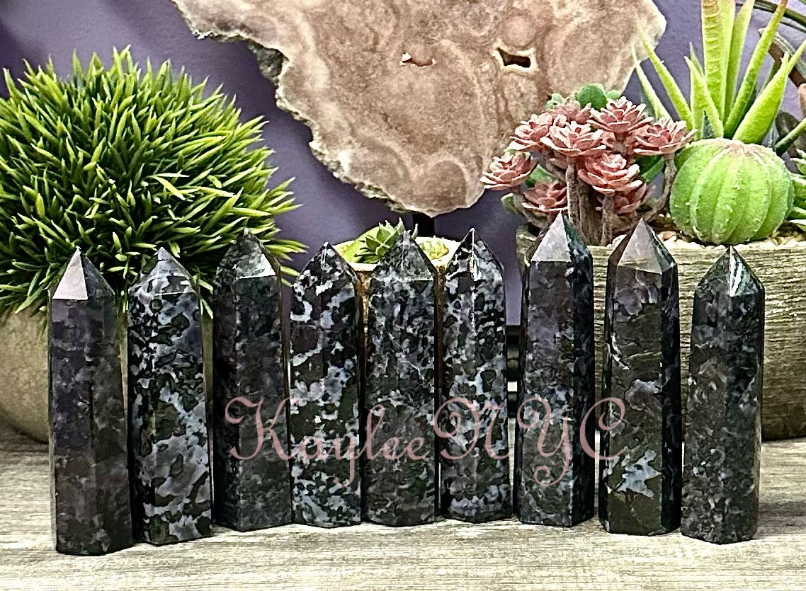 Natural Indigo Gabbro Aka Merlinite Obelisk Tower