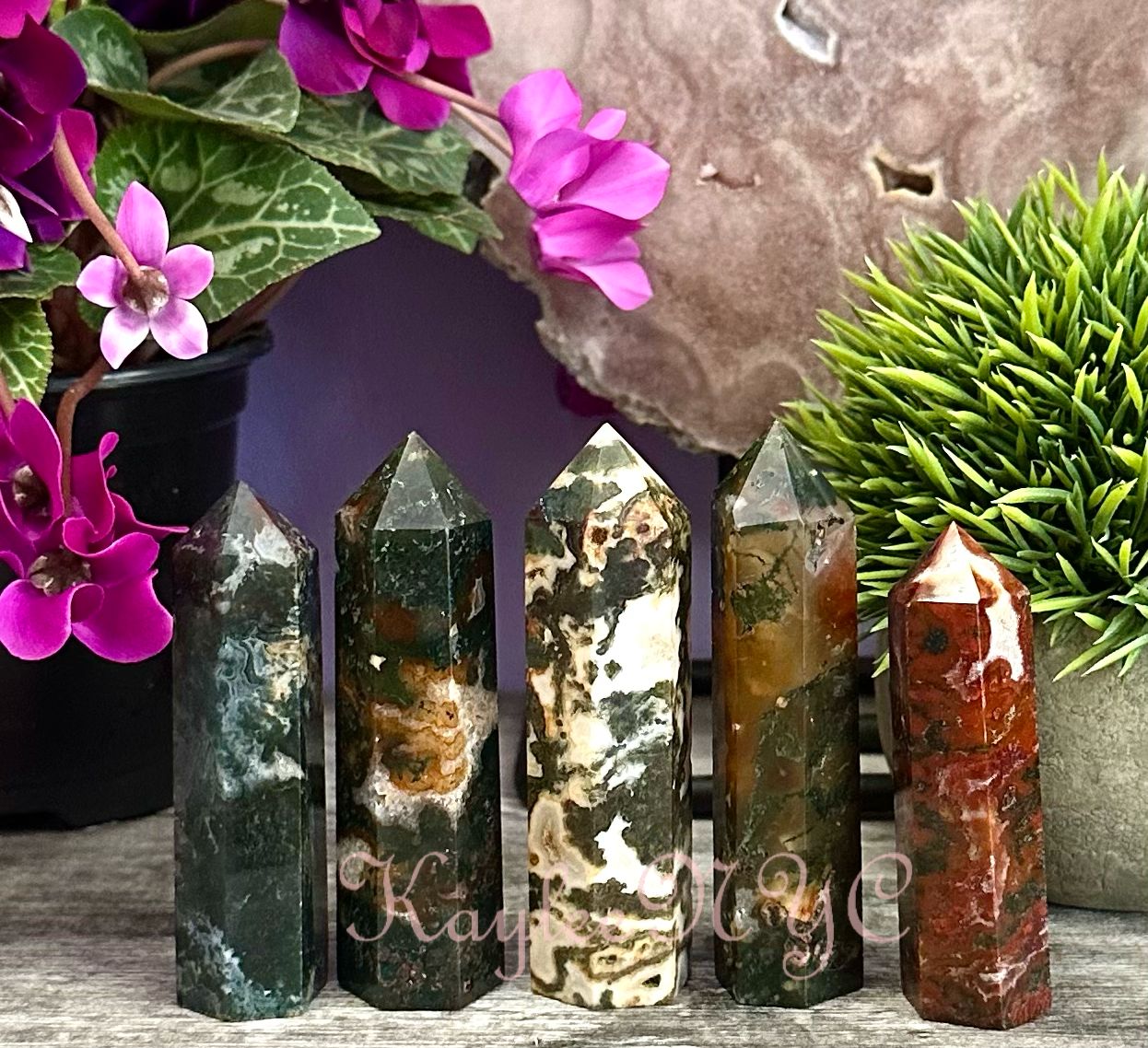 Red Moss Agate Obelisk Tower Point Crystal Healing