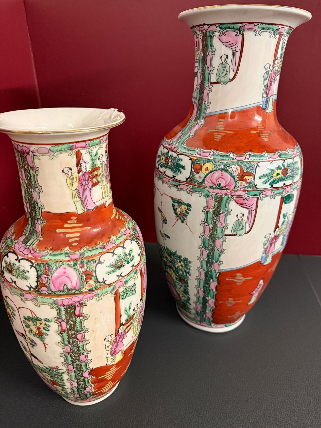 Prachtige Antieke/Vintage Chinese Famille Rose Canton Vaas – Rijk Gedecoreerd