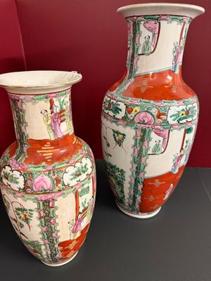 Prachtige Antieke/Vintage Chinese Famille Rose Canton Vaas – Rijk Gedecoreerd