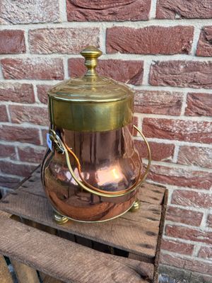 Antieke Koperen Pot met Messing Deksel