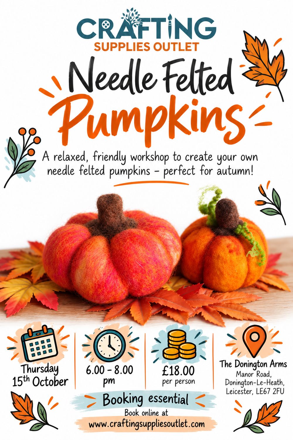 15th October The Donnington Arms Needle Felted Pumpkin 15th October The Donnington Arms Needle Felted Pumpkin