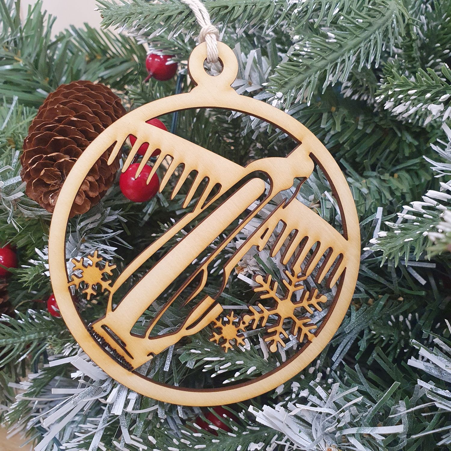 Wooden Barber Christmas Bauble Wooden Barber Christmas Bauble