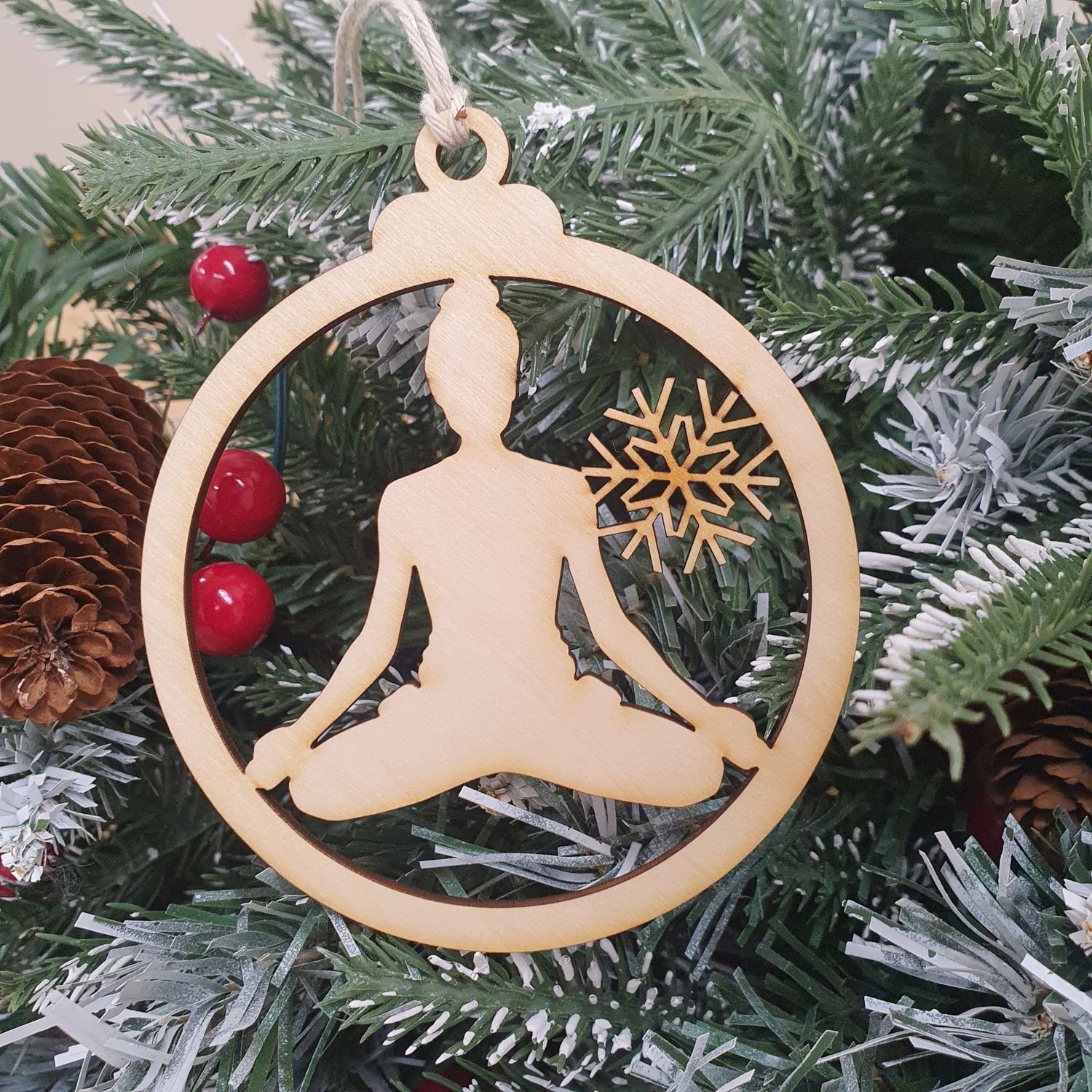 Wooden Yoga Christmas Bauble Wooden Yoga Christmas Bauble