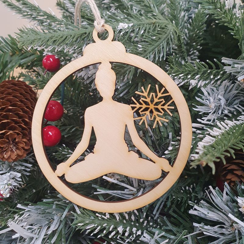 Wooden Yoga Christmas Bauble