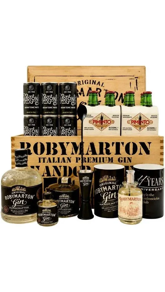 Cassa RobyMarton Family – Gin 70/20/5 cl + Mixer + Accessori