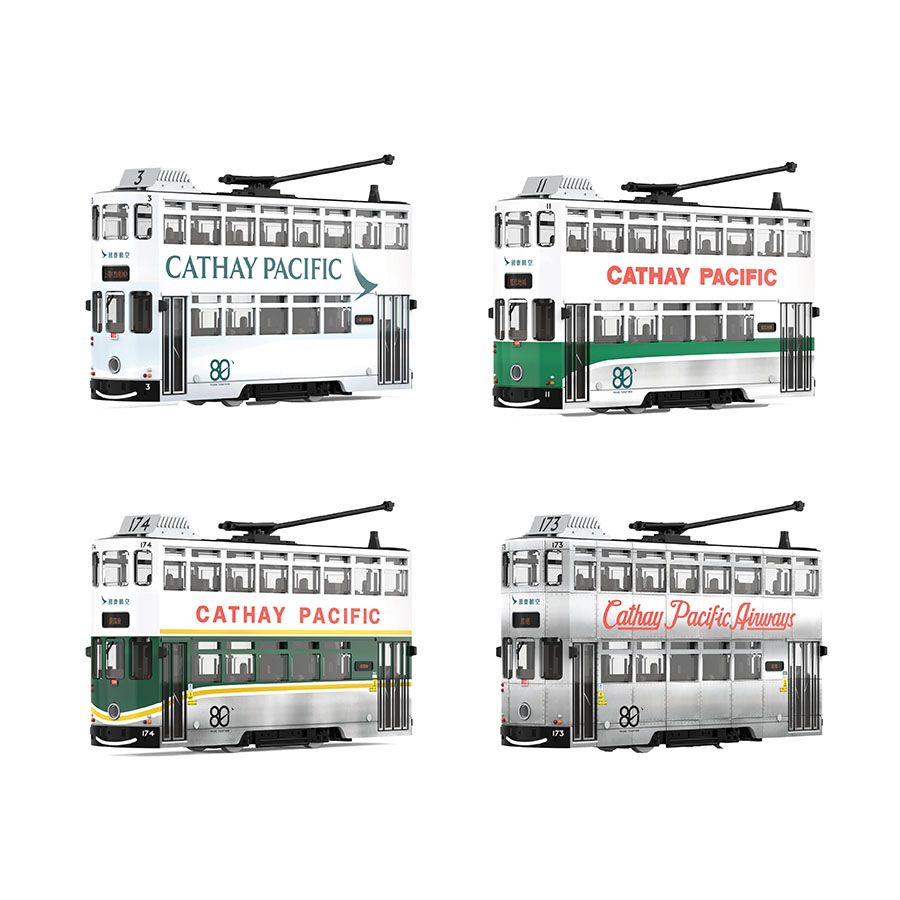 Cathay Pacific livery Hong Kong tram model set of 4 (1:120)
