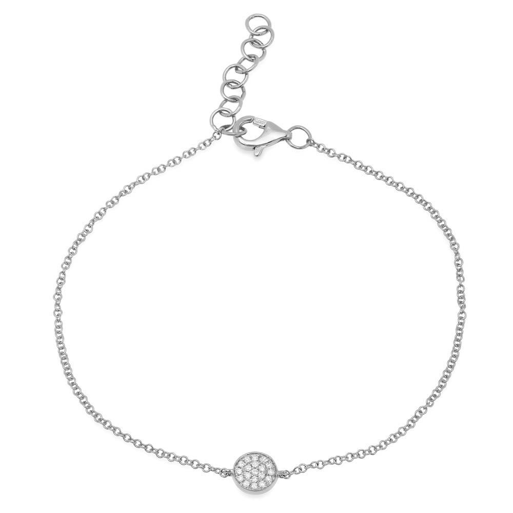 0.05ct 14k White Gold Diamond Pave Circle Bracelet