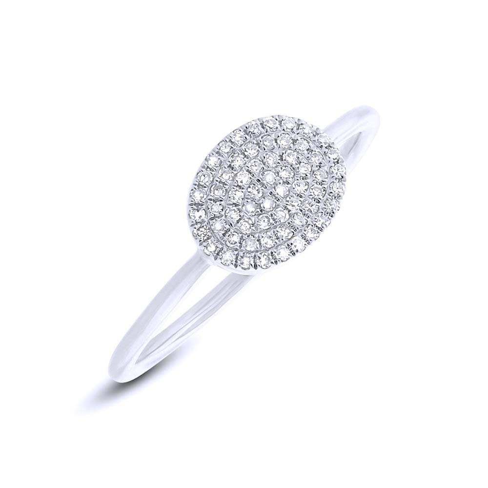 0.17ct 14k White Gold Diamond Pave Ring Size 6