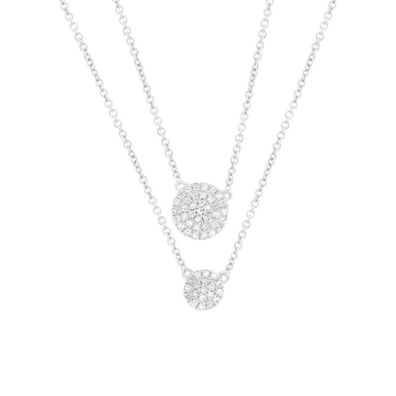 0.16ct 14k White Gold Diamond Pave Circle Necklace