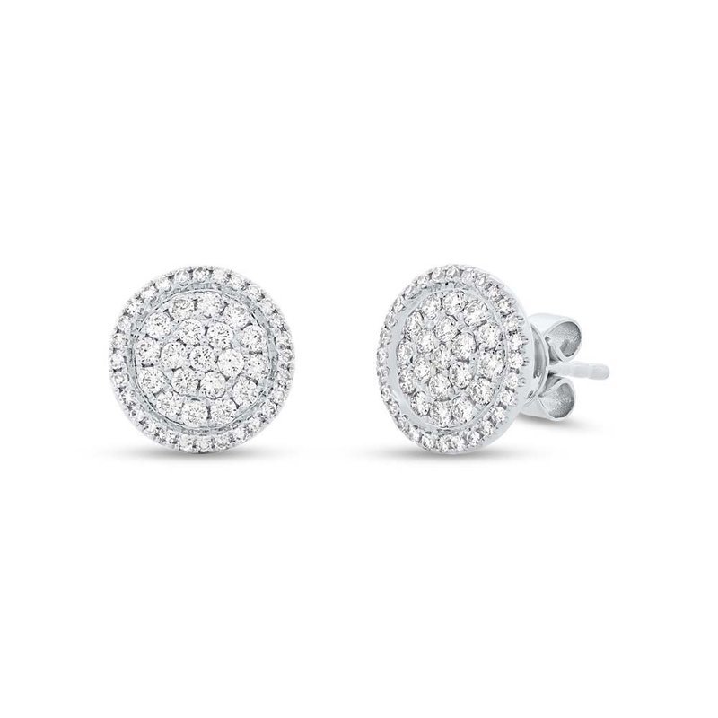0.55ct 14k White Gold Diamond Pave Circle Stud Earring