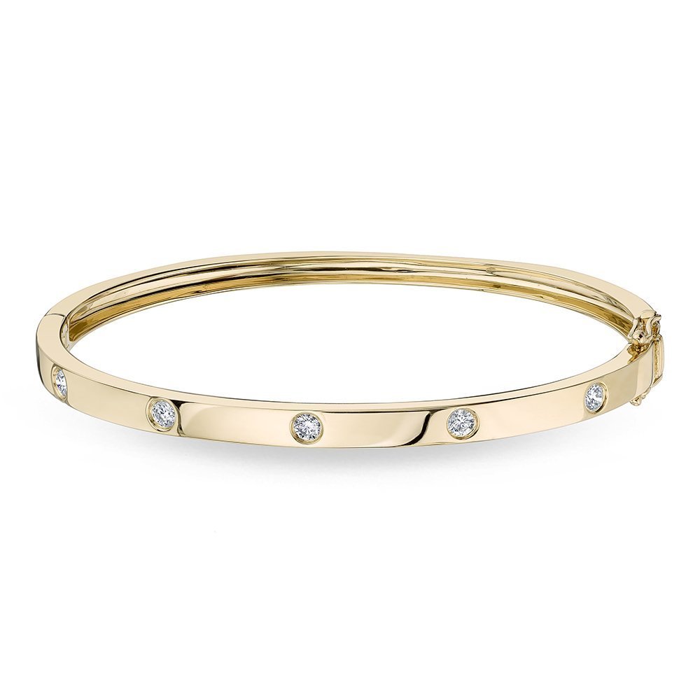 0.38ct 14k Yellow Gold Diamond Bangle