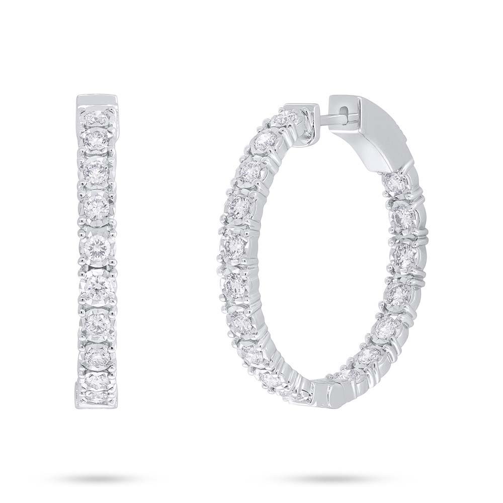 1.06ct 14k White Gold Diamond Hoop Earring