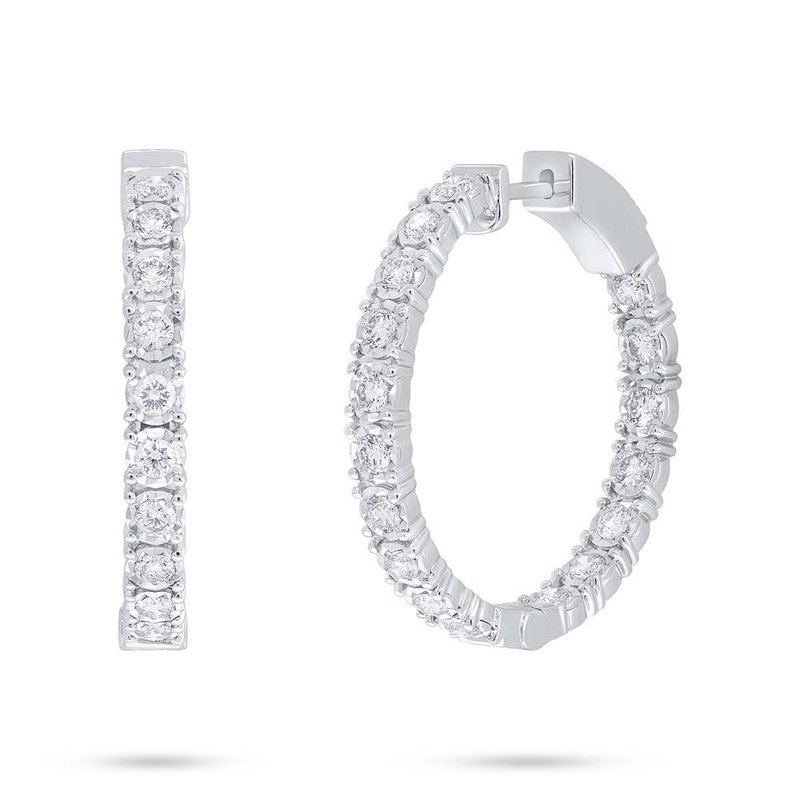 1.06ct 14k White Gold Diamond Hoop Earring