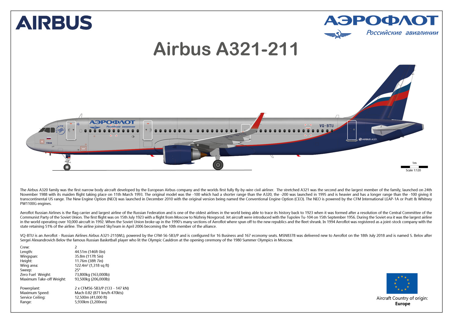 Airbus A321 of Aeroflot VQ-BTU - Digital Download