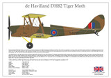 de Havilland DH82 Tiger Moth, Print Size: A3 (420 x 297mm 16.5 x 11.7inches)