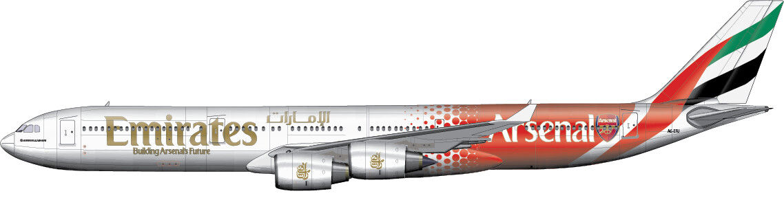 Airbus A340-541 Emirates - Arsenal Livery