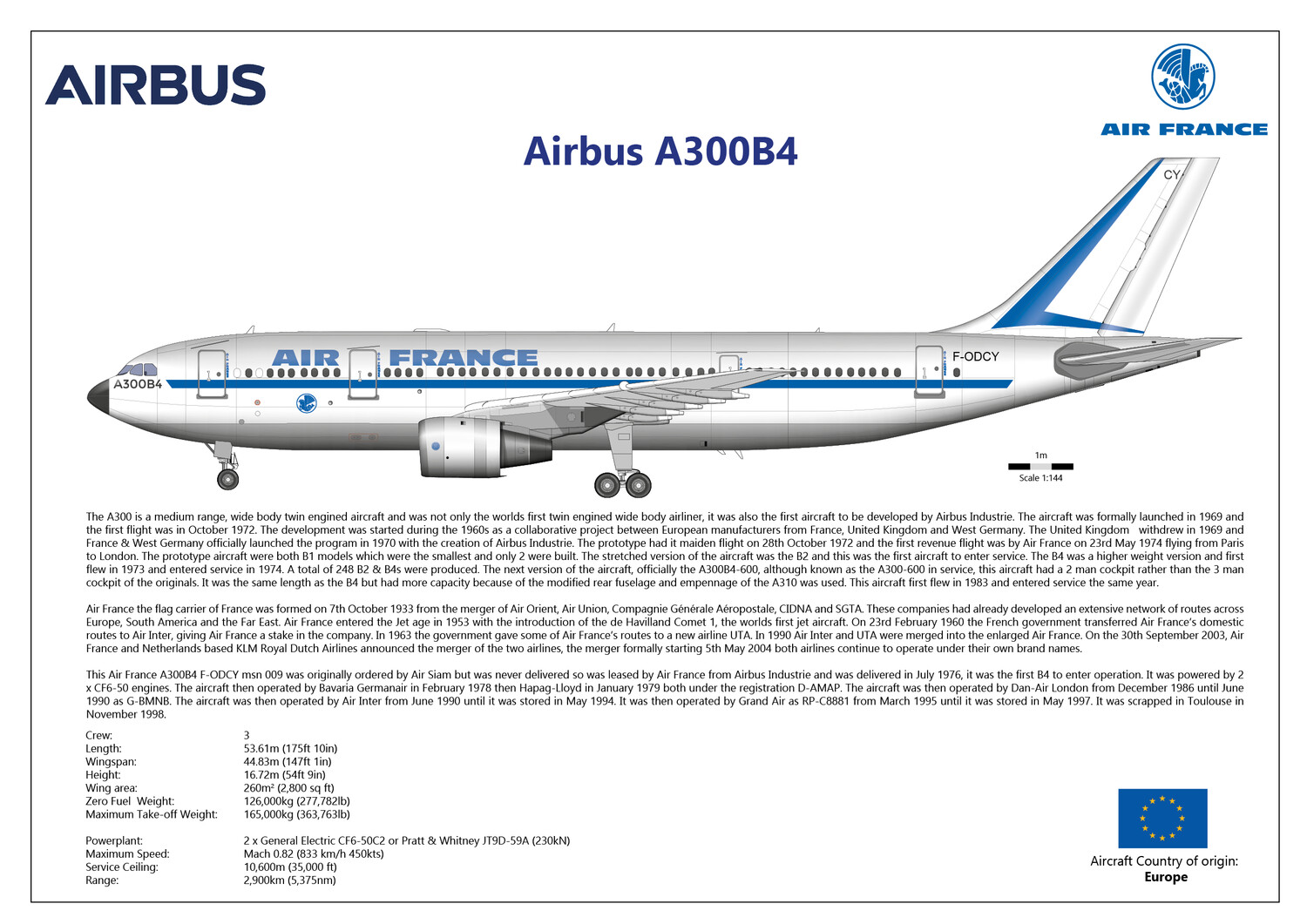 Airbus A300B4 of Air France F-ODCY - Layout B