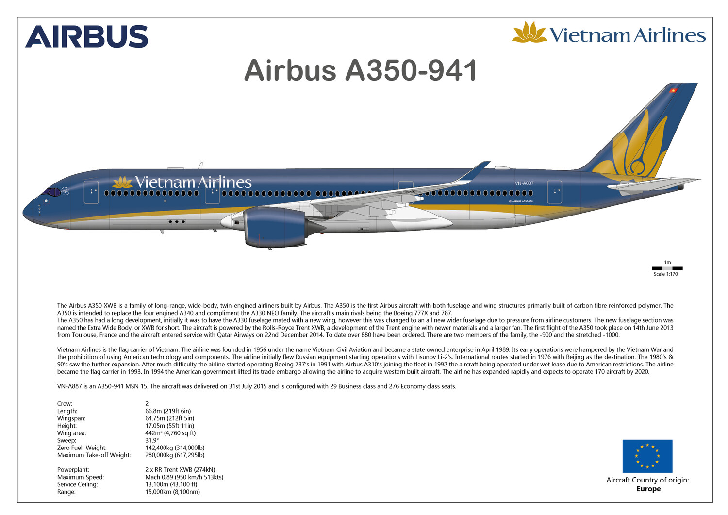 Airbus A350-900 VN-A887 Vietnam Airlines - Layout B