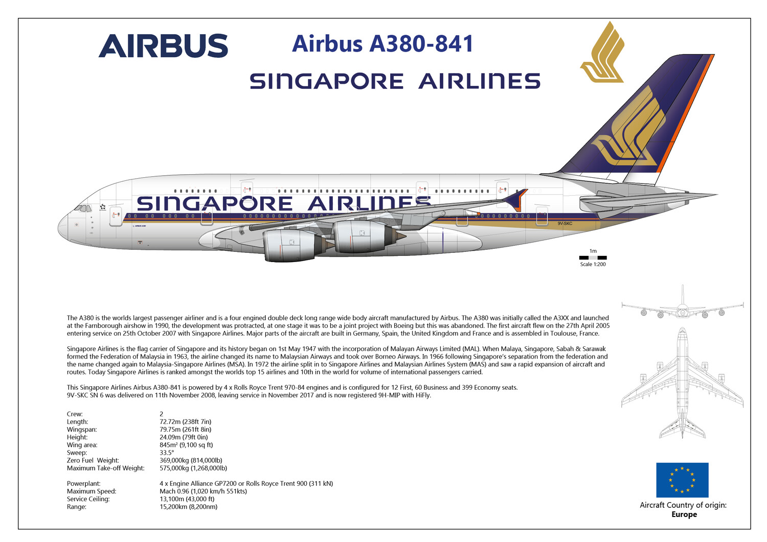 Airbus A380 of Singapore Airlines - Layout B
