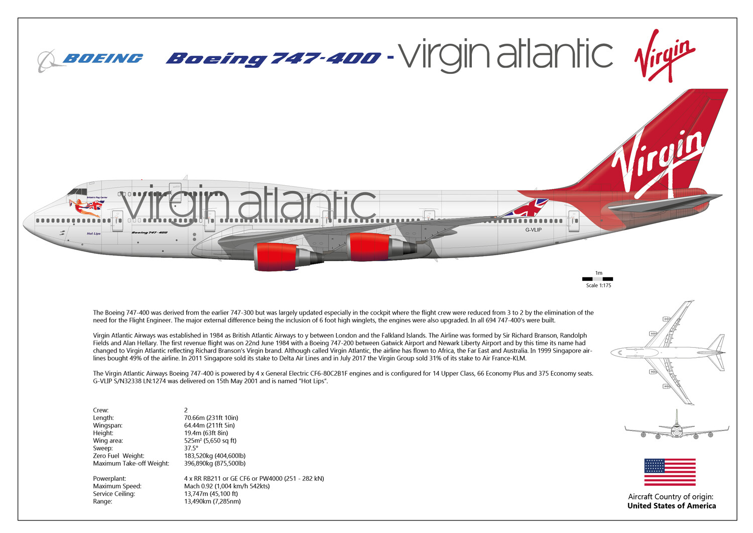 Boeing 747-400 Virgin Atlantic G-VLIP "Hot Lips" - Layout B